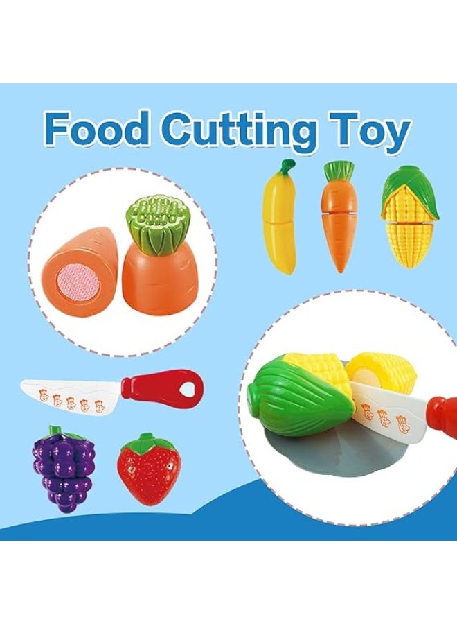 ، مجموعة ملحقات عربة التسوق مكونة من 64 قطعة، مجموعة لعب عربة تسوق كبيرة الحجم، لعبة تعليمية هدية للأطفال من عمر 3 سنوات فما فوق، بنين وبنات (متعددة الألوان) - Image 3